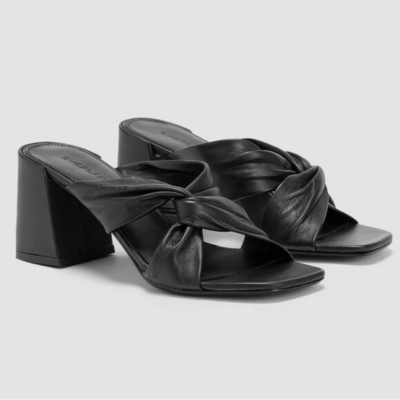Everlane The Day Twist Heel Black Nappa Leather Sandals Size 7.5 New without Box - Picture 8 of 8